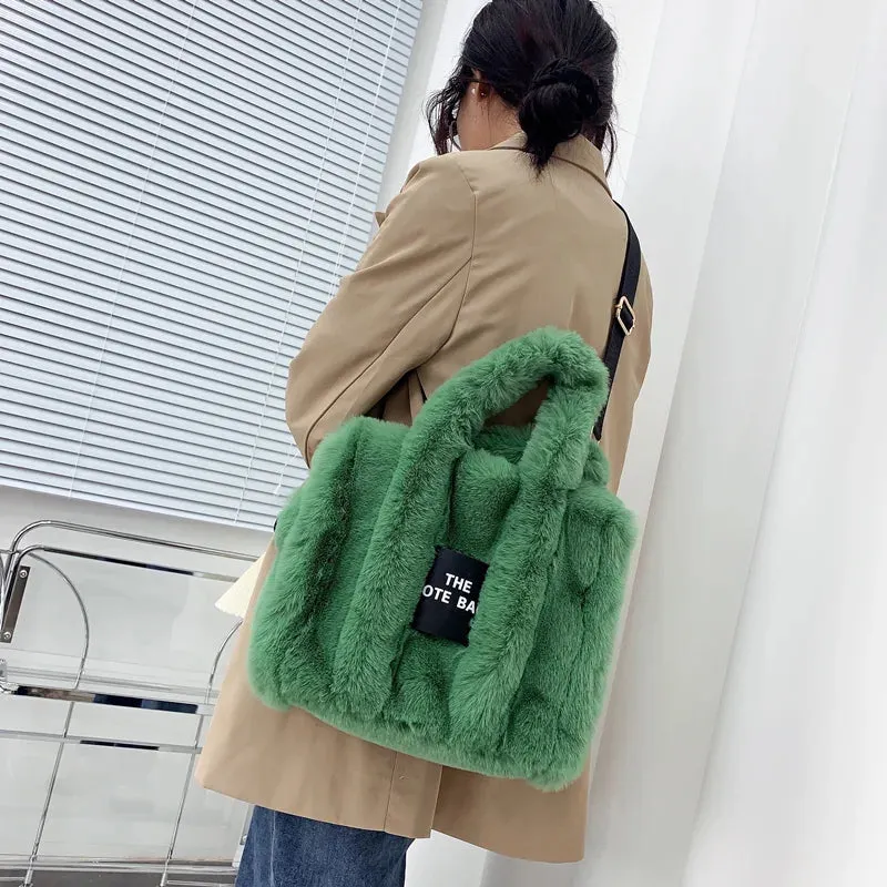 Plush Pink Faux Fur Tote Bag