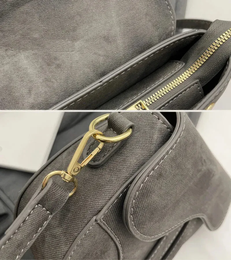 PU denim saddle bag