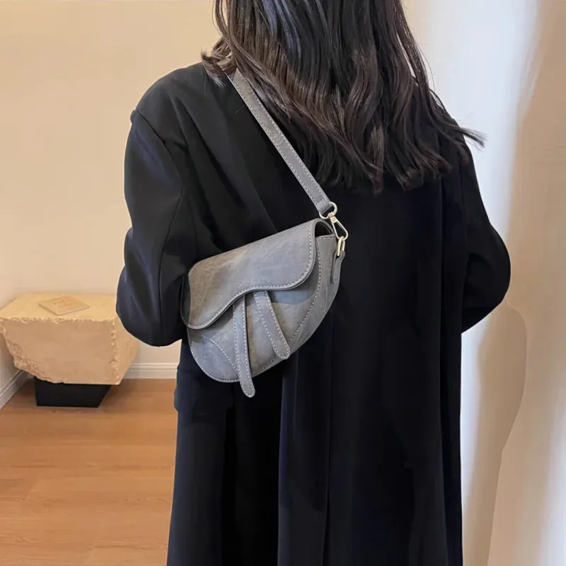 PU denim saddle bag
