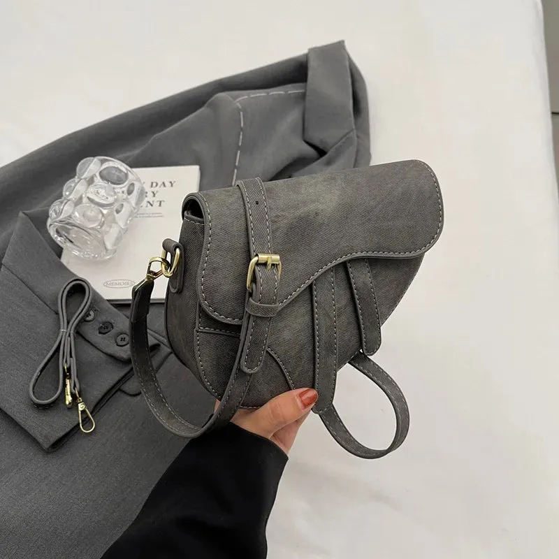 PU denim saddle bag