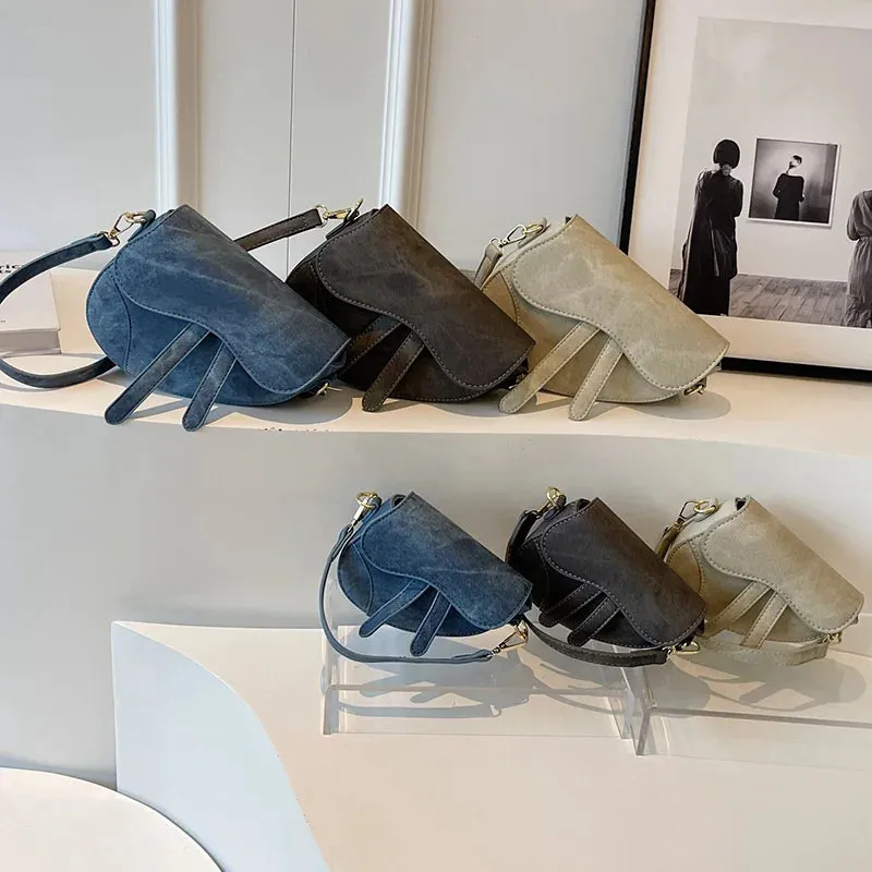 PU denim saddle bag