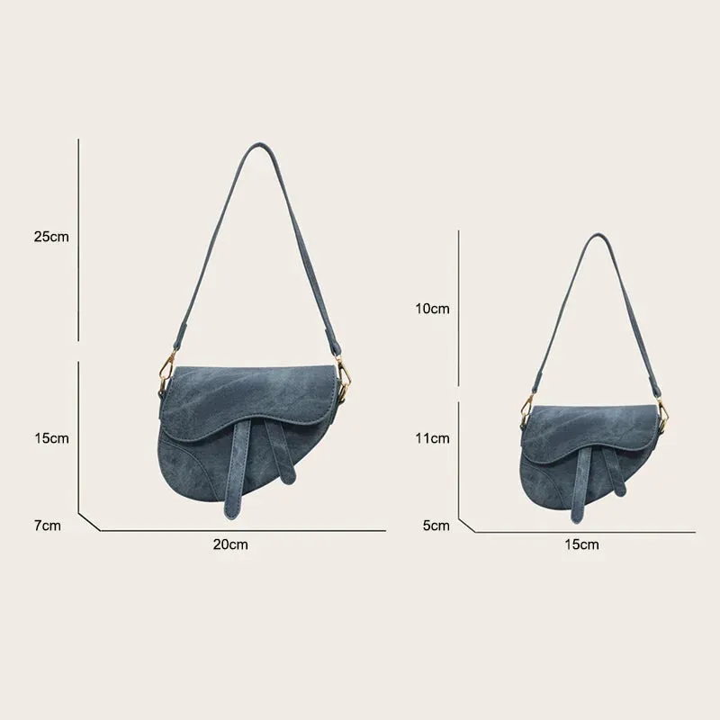 PU denim saddle bag