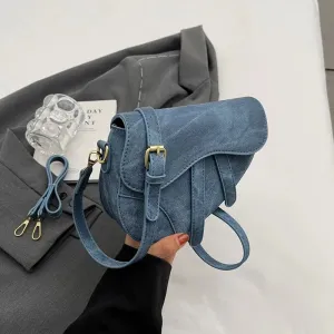 PU denim saddle bag