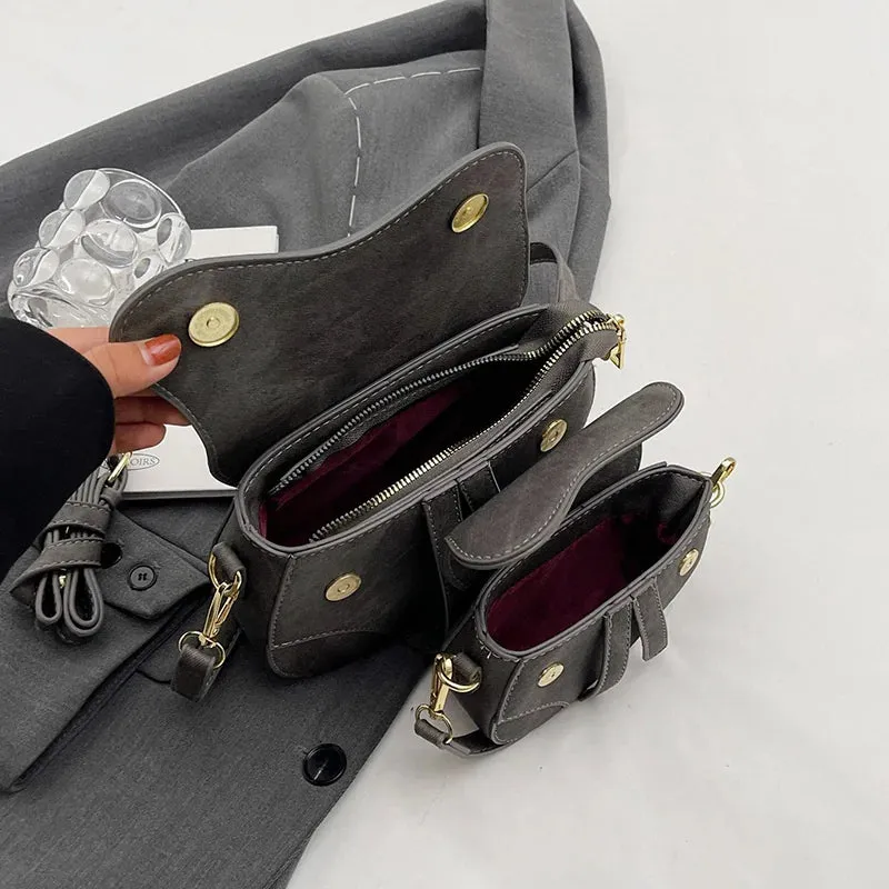 PU denim saddle bag