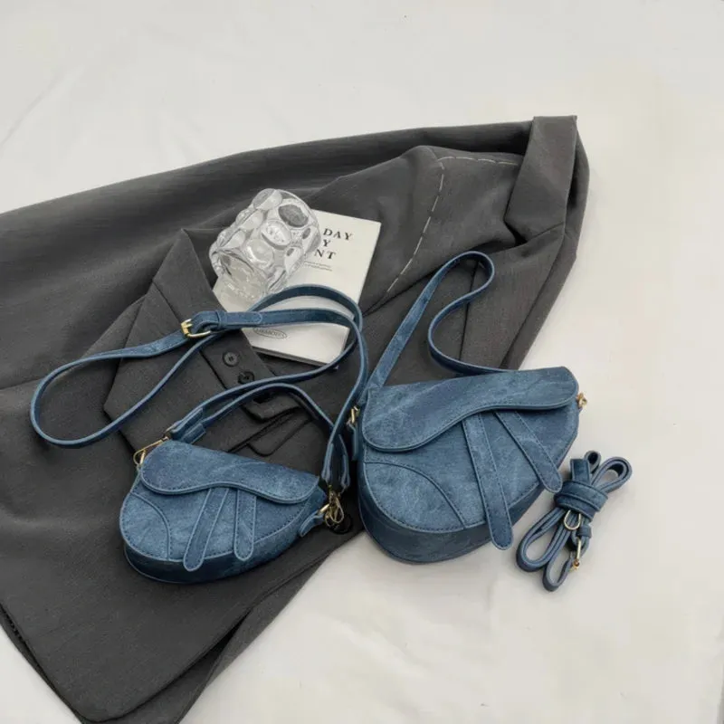 PU denim saddle bag