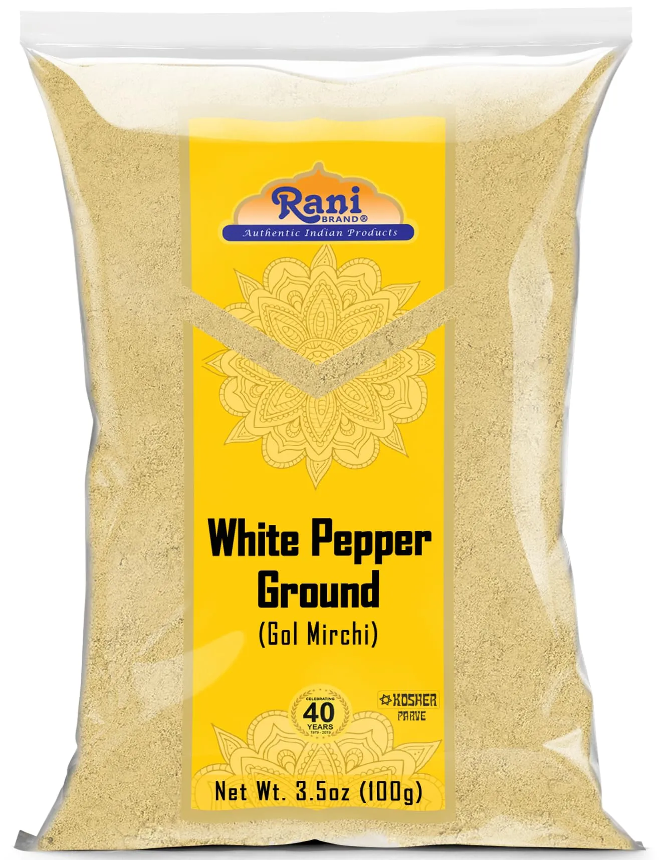 Rani White Pepper (Gol Mirch), Ground Spice 3.5oz (100g) ~ All Natural | Vegan | Gluten Friendly| NON-GMO | Indian Origin