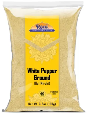 Rani White Pepper (Gol Mirch), Ground Spice 3.5oz (100g) ~ All Natural | Vegan | Gluten Friendly| NON-GMO | Indian Origin