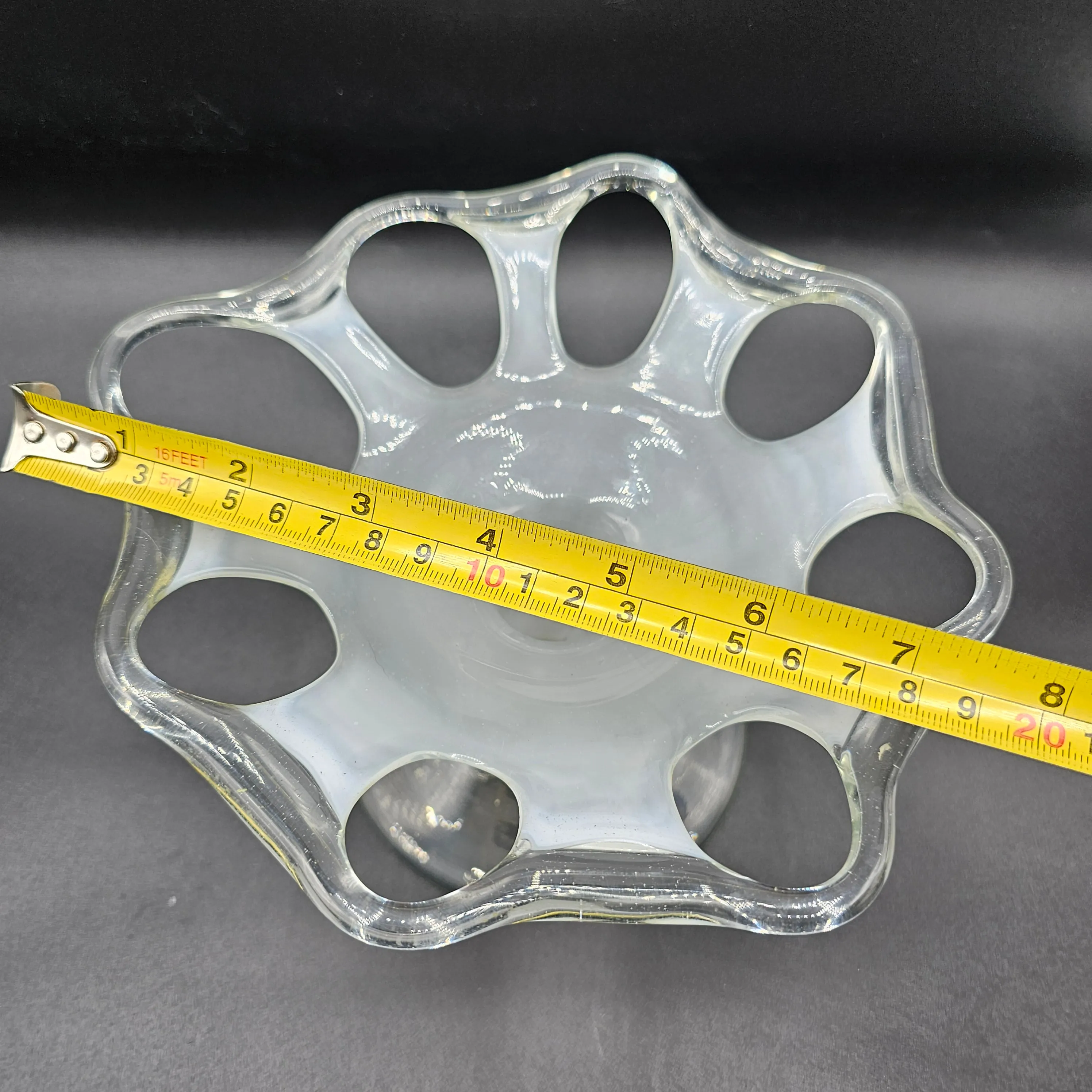 Reticulated Art Glass Taper Candle Holder