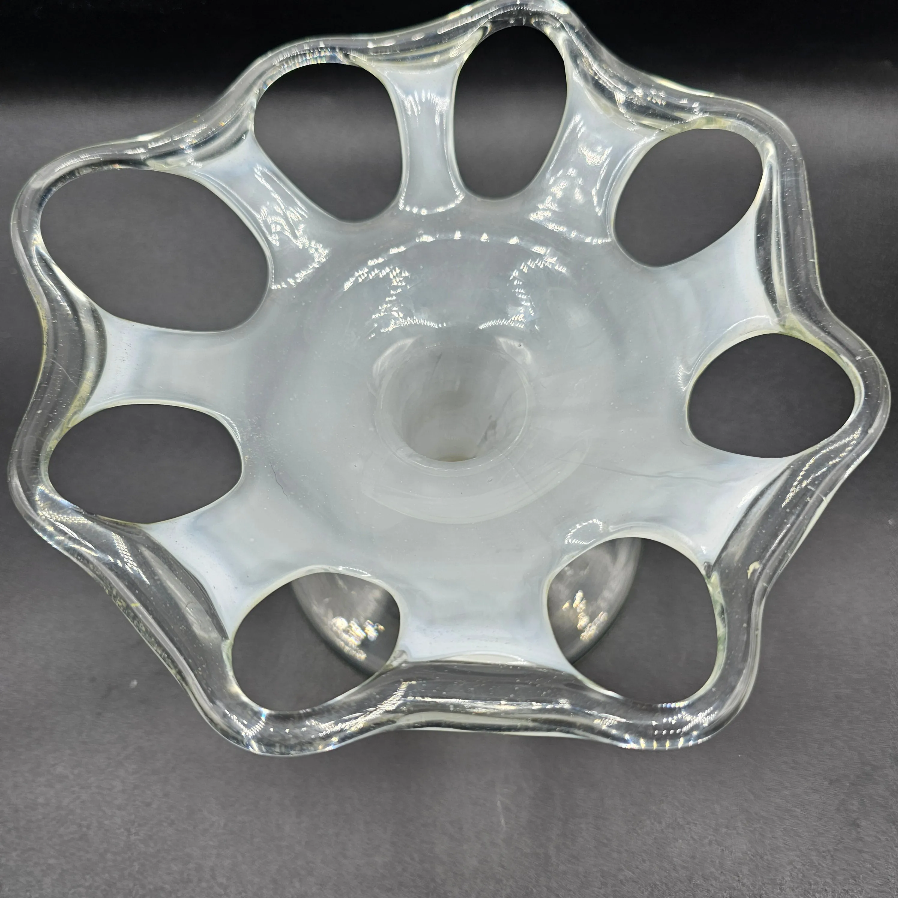Reticulated Art Glass Taper Candle Holder