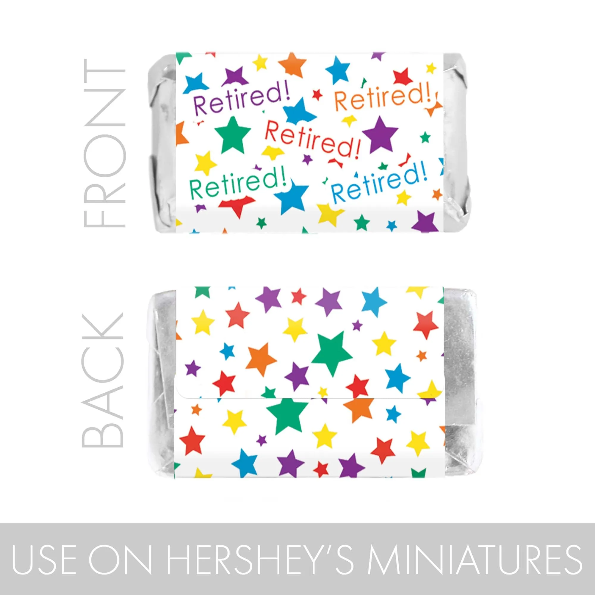 Retirement Party: Colorful Confetti - Mini Candy Bar Wrappers - 45 Stickers