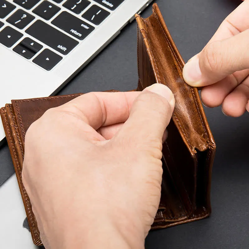 Retro Leather Wallet for Men RFID Blocking Credit Card Holder