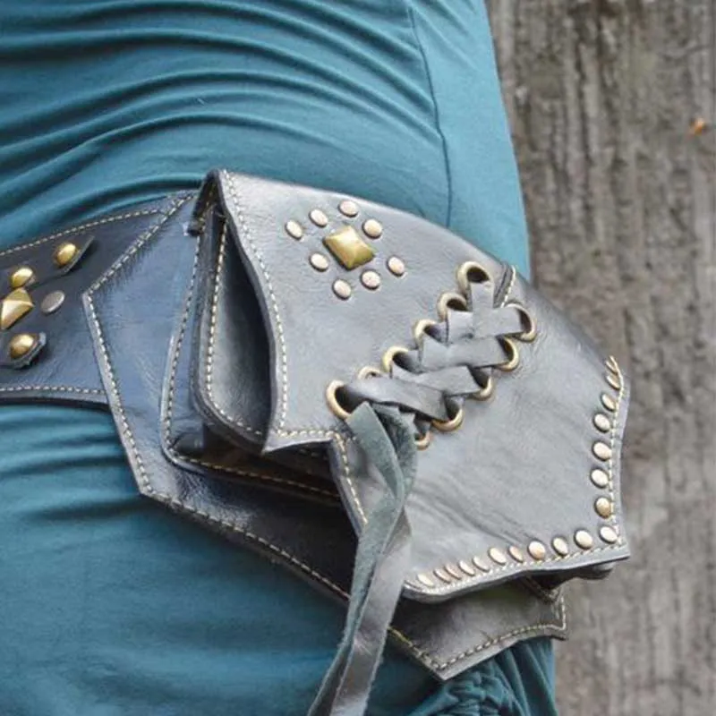 Retro Rivet Tassel Waist Bag