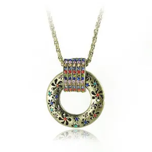 Rhinestone Circle Pendant Necklace