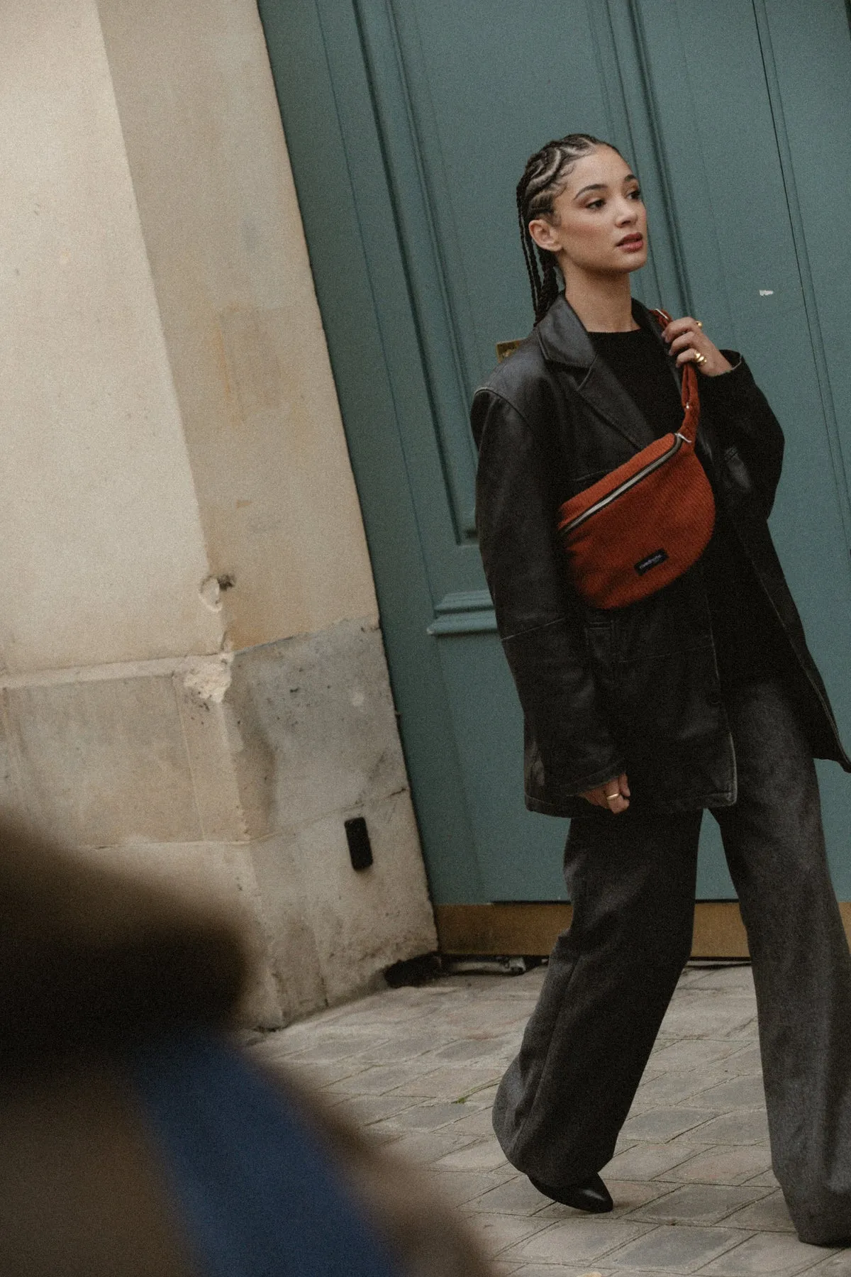 Rivedroite Custine Velvet Waist Bag Cinnamon