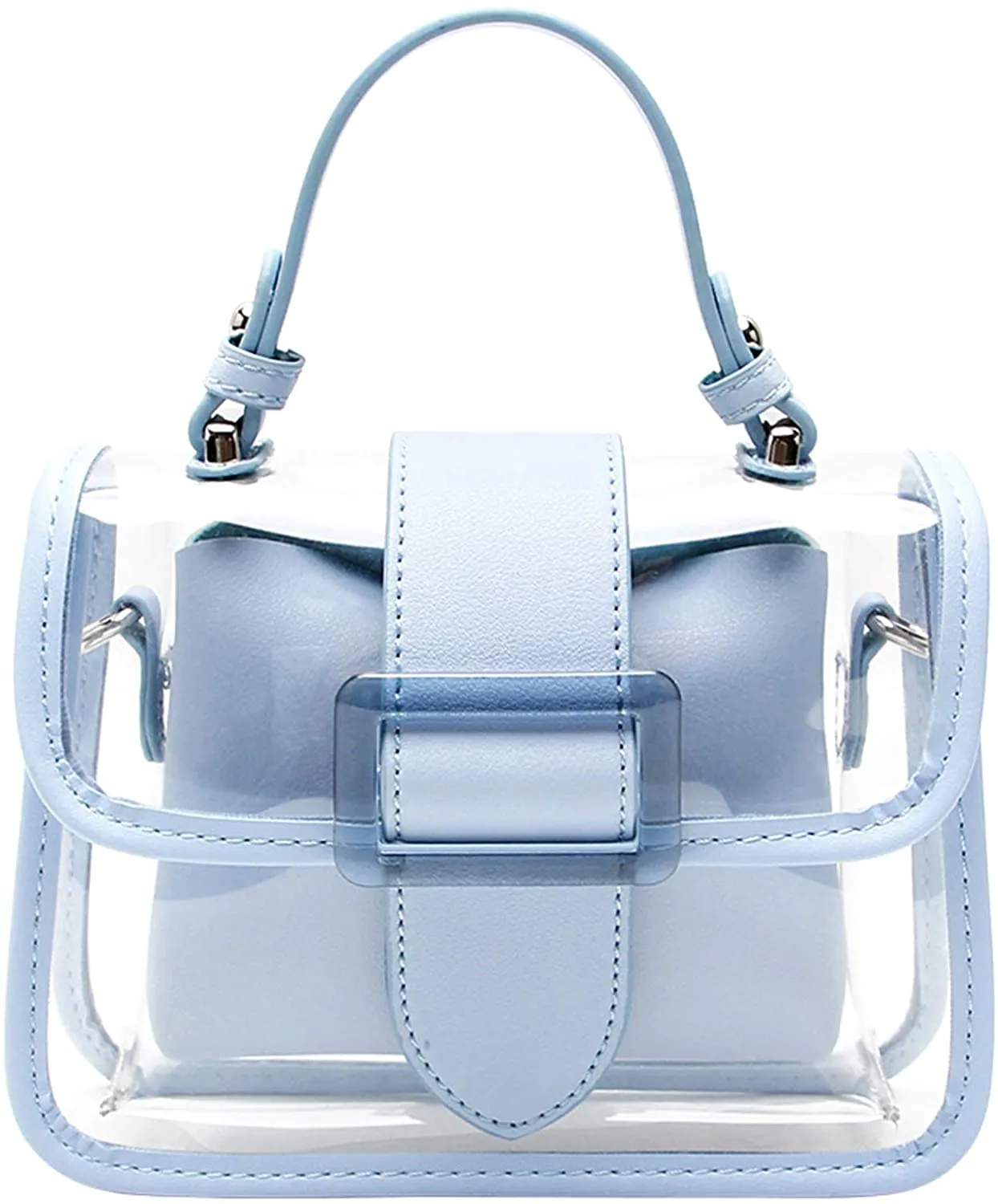 Sage Green Clear Shoulder Bag Purse 2 in 1 Transparent Crossbody Bag Jelly Handbag