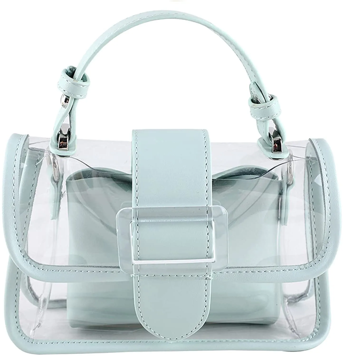 Sage Green Clear Shoulder Bag Purse 2 in 1 Transparent Crossbody Bag Jelly Handbag