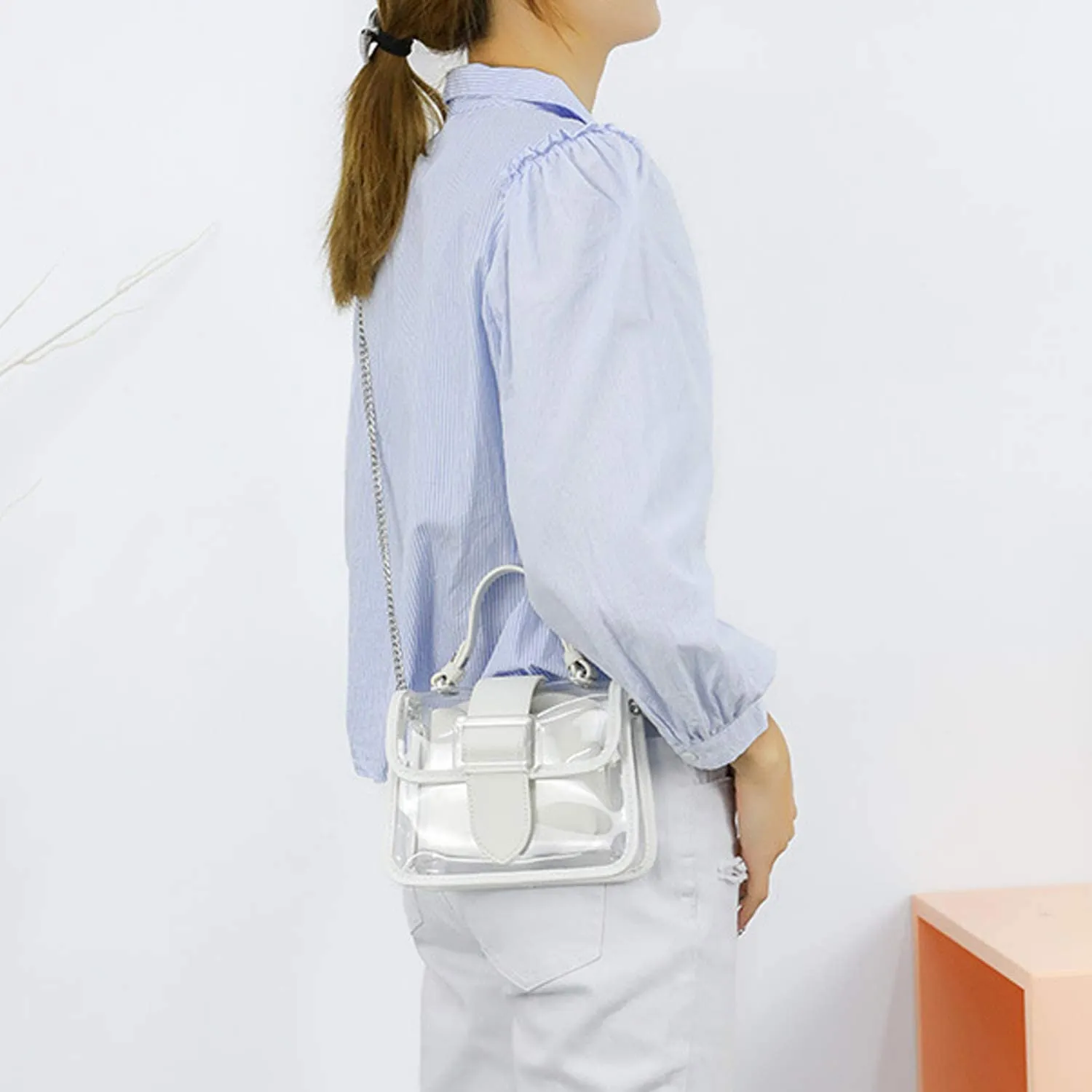 Sage Green Clear Shoulder Bag Purse 2 in 1 Transparent Crossbody Bag Jelly Handbag