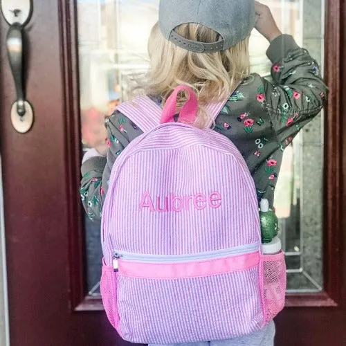 Seersucker Back Pack Personalized Backpack