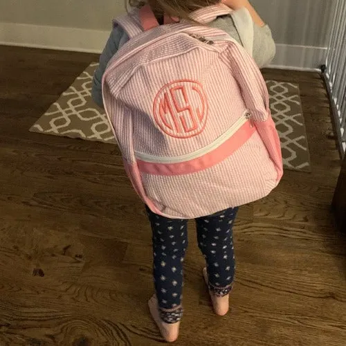 Seersucker Back Pack Personalized Backpack