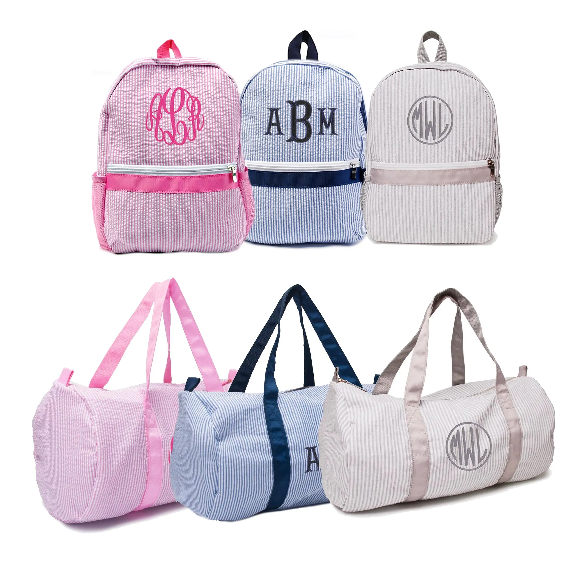 Seersucker Back Pack Personalized Backpack