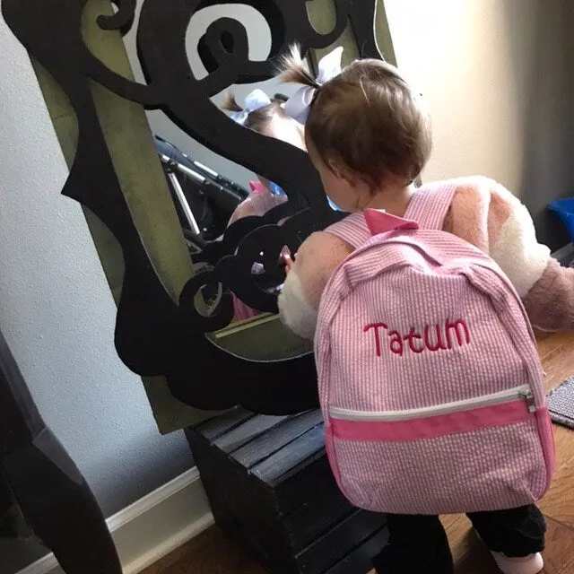 Seersucker Back Pack Personalized Backpack