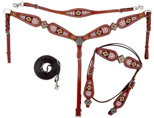 Showman Multi Colored Aztec Tack Set