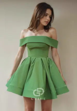 Simple & Casual A-Line Off Shoulder Sleeveless Homecoming Party Dress