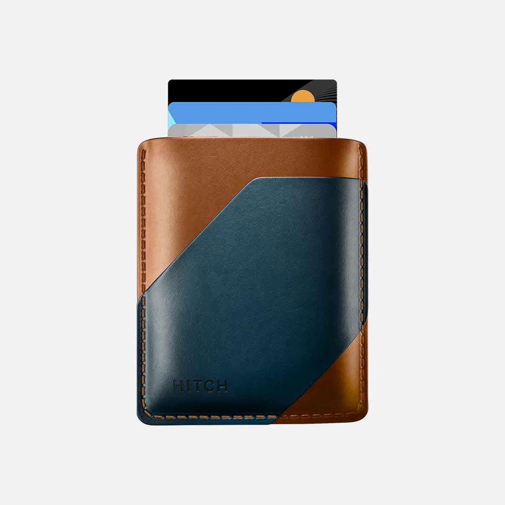 Simple Cardholder - Natural Genuine Leather - Havan/Navy