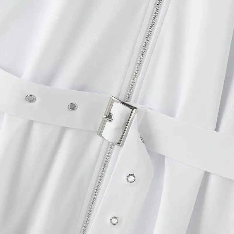 Sleek Belted Zip-Up Shirt