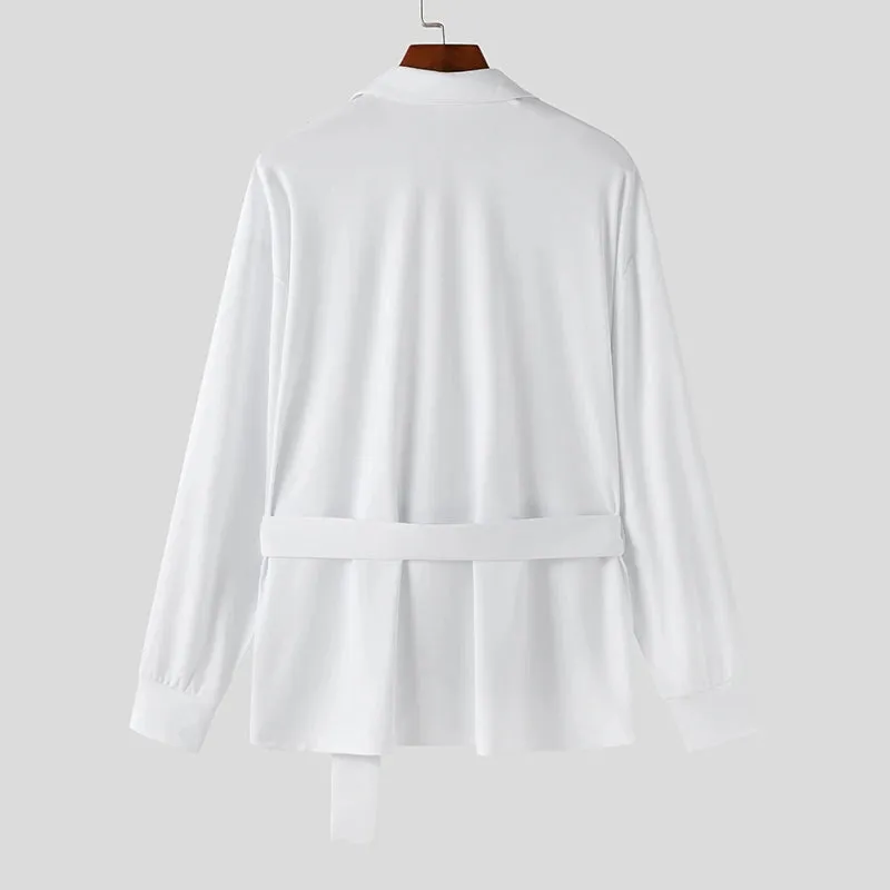 Sleek Belted Zip-Up Shirt