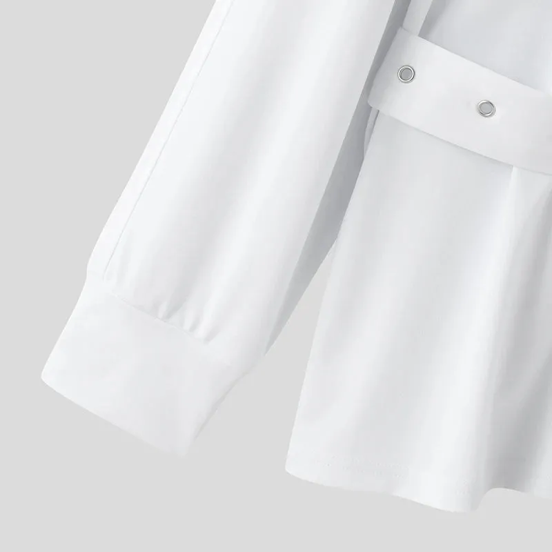 Sleek Belted Zip-Up Shirt