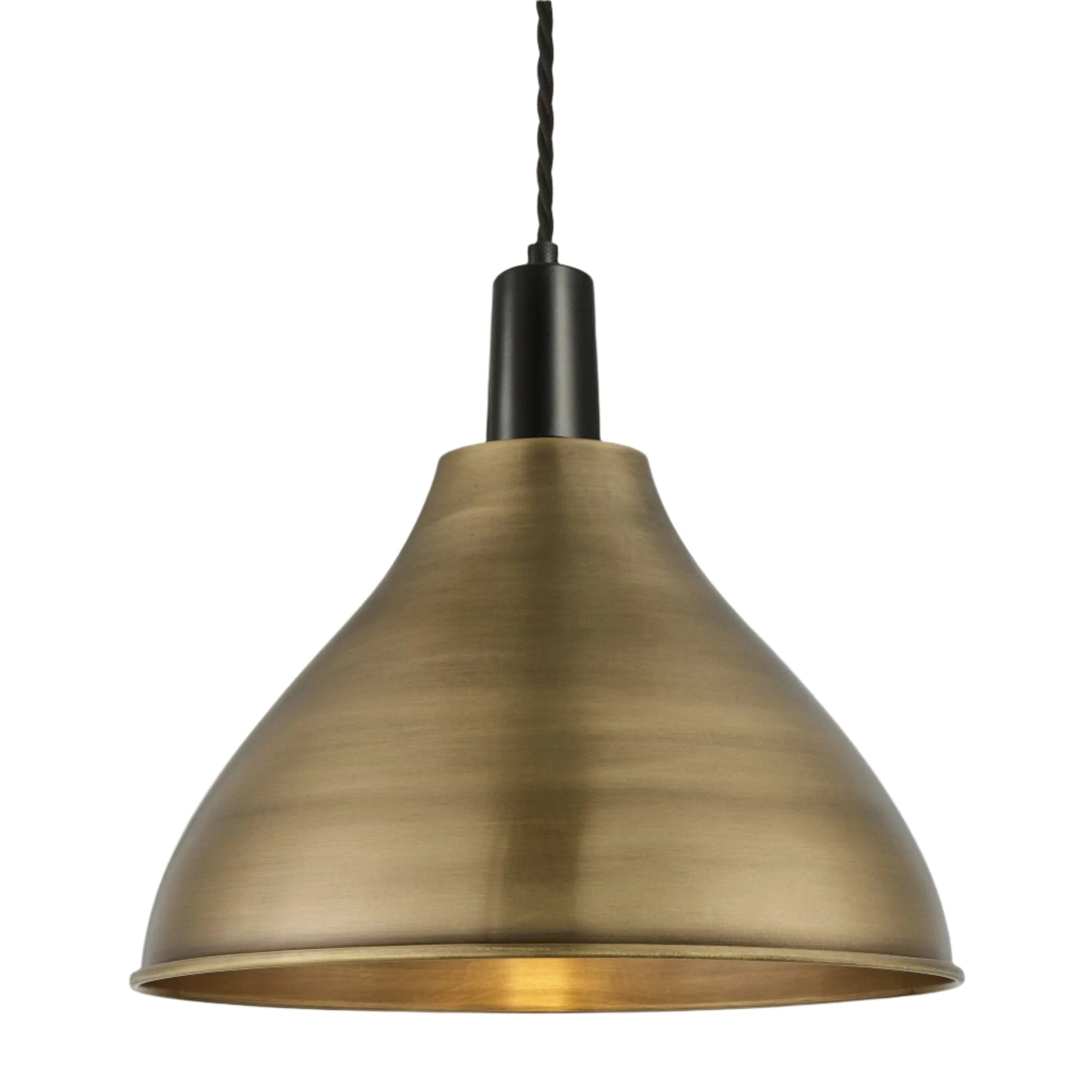 Sleek Cone Pendant - 12 Inch - Brass
