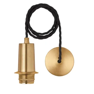 Sleek Edison Cord Set ES E27 Bulb Holder - Brass Ring & Fabric Flex