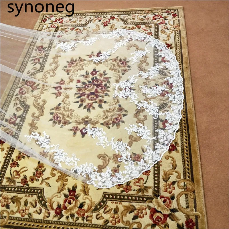 Sleek Lace Edge Veil with Comb