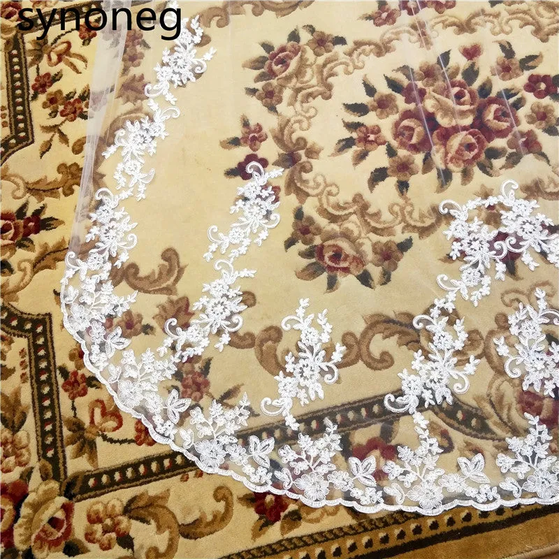 Sleek Lace Edge Veil with Comb