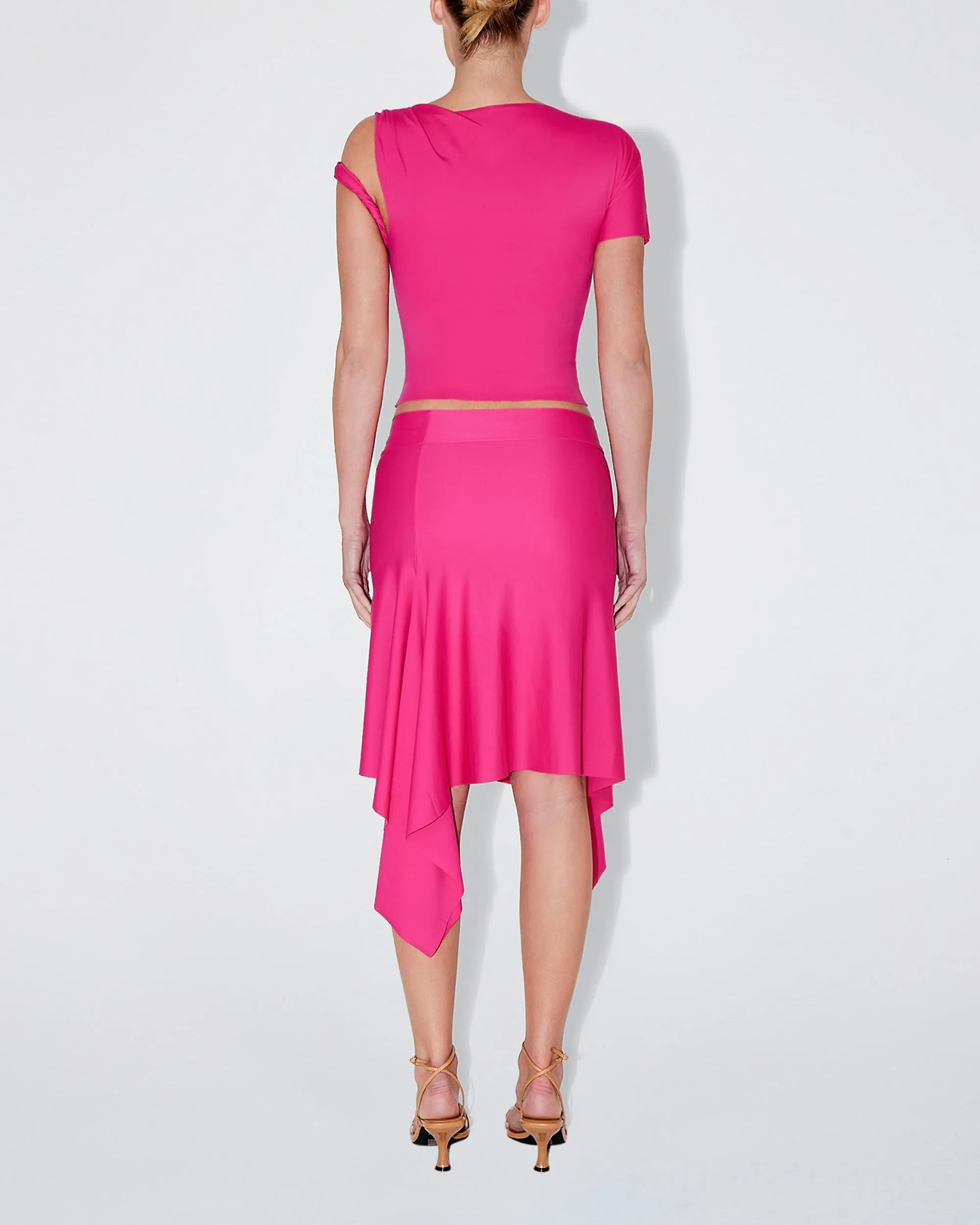Sleek Stretch Twisted Top | Fuchsia