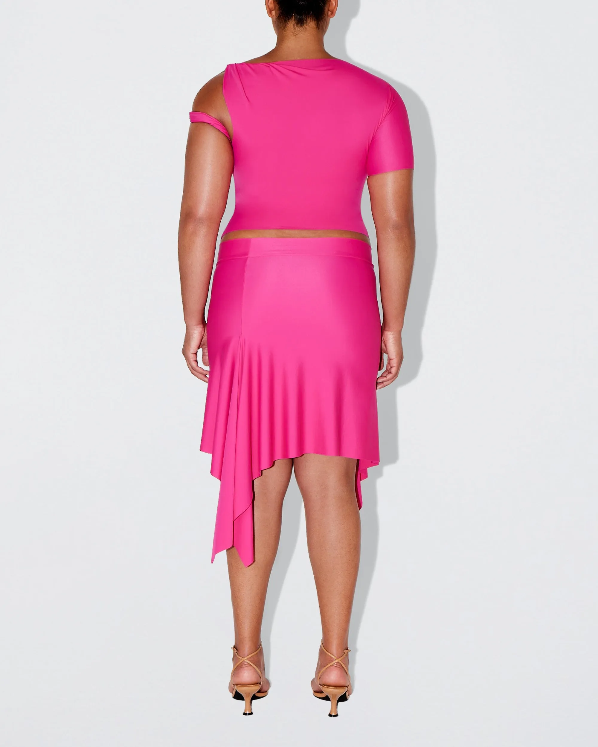 Sleek Stretch Twisted Top | Fuchsia