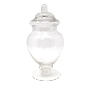 Small Rounded Glass Apothecary Candy Jar, 8-1/2-Inch