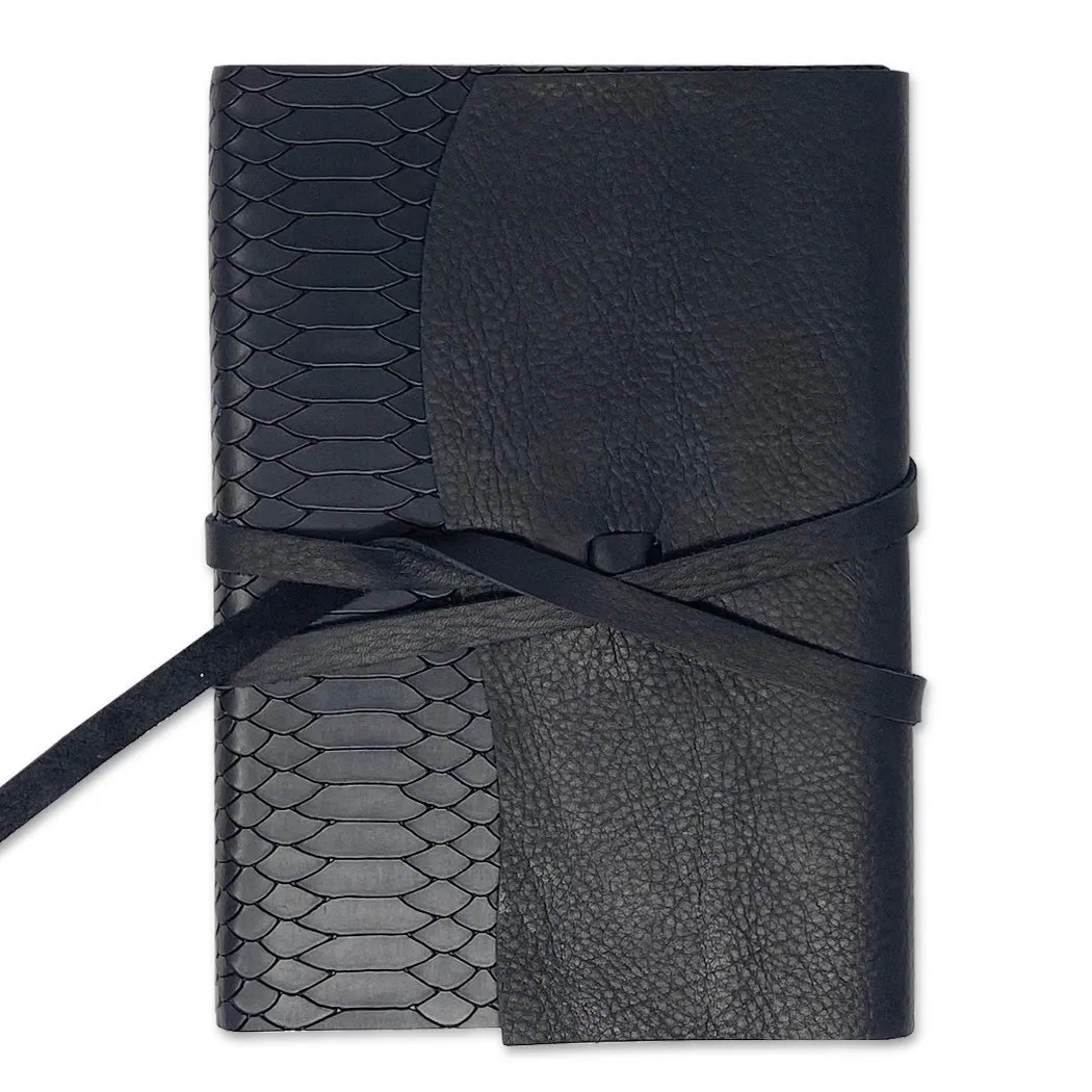 Softcover Leather Wrap Lined Notebook Journal - Black