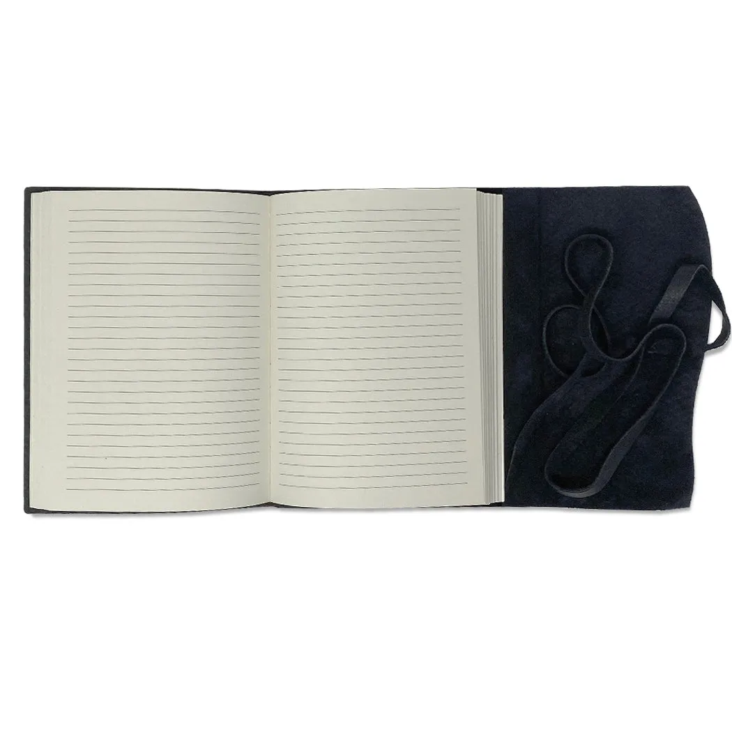 Softcover Leather Wrap Lined Notebook Journal - Black