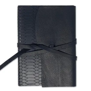Softcover Leather Wrap Lined Notebook Journal - Black