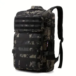 Tactical Backpack, Durable Nylon, Ergonomic Straps, Multiple Compartments, Weather-Resistant, Available in Brown Camo, Army Green, Black