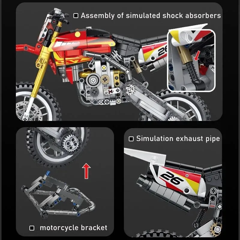 Tech MOC Off-Road YZ 450 Motorcycle Bricks Toy 672005