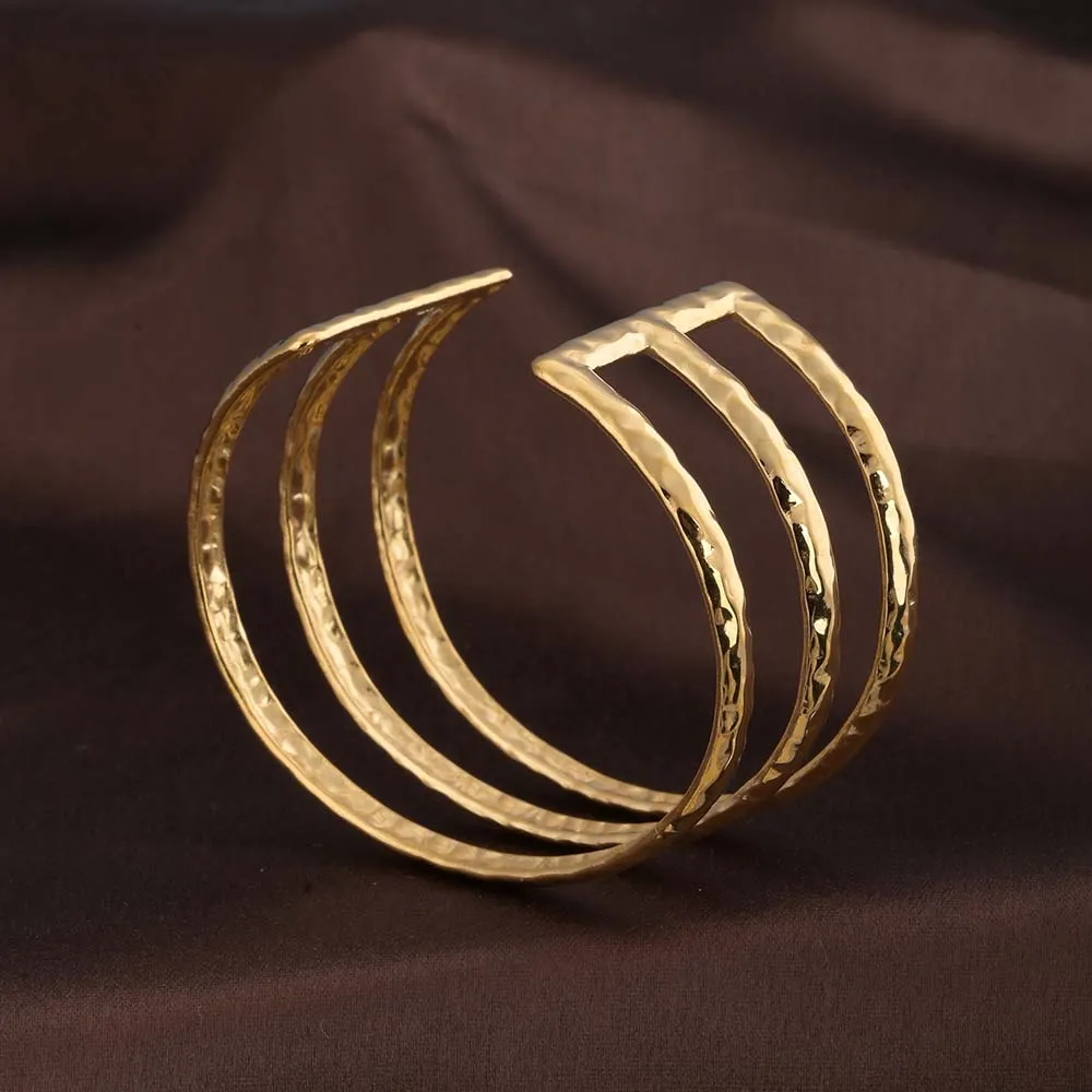 Three Layer Sleek Gold Cuff Bracelet