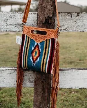 Tooled Saddle Blanket Sling Bag