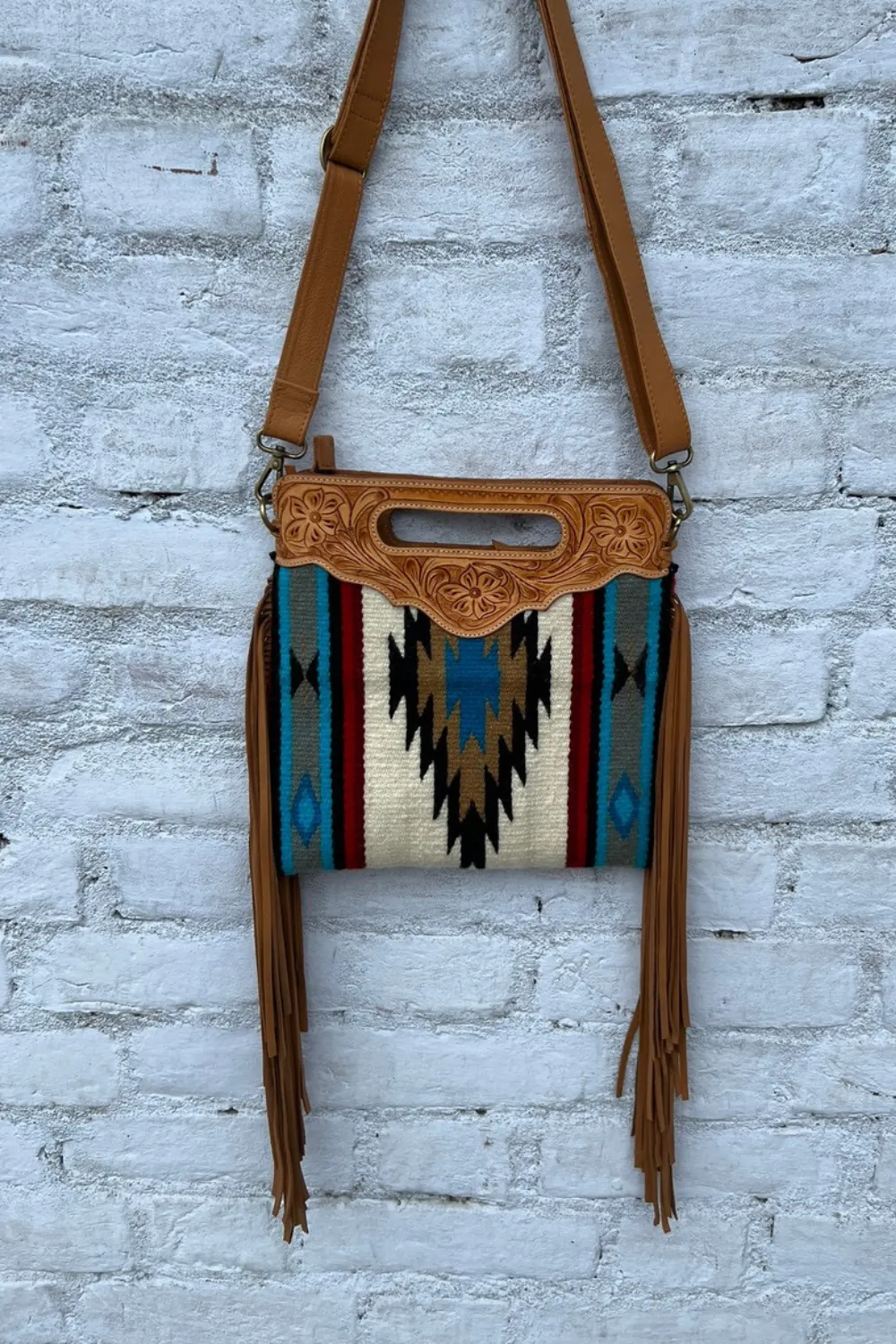 Tooled Saddle Blanket Sling Bag