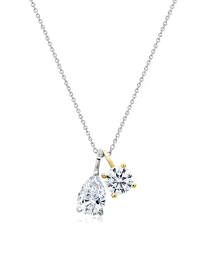 Two Pendant Necklace in Platinum