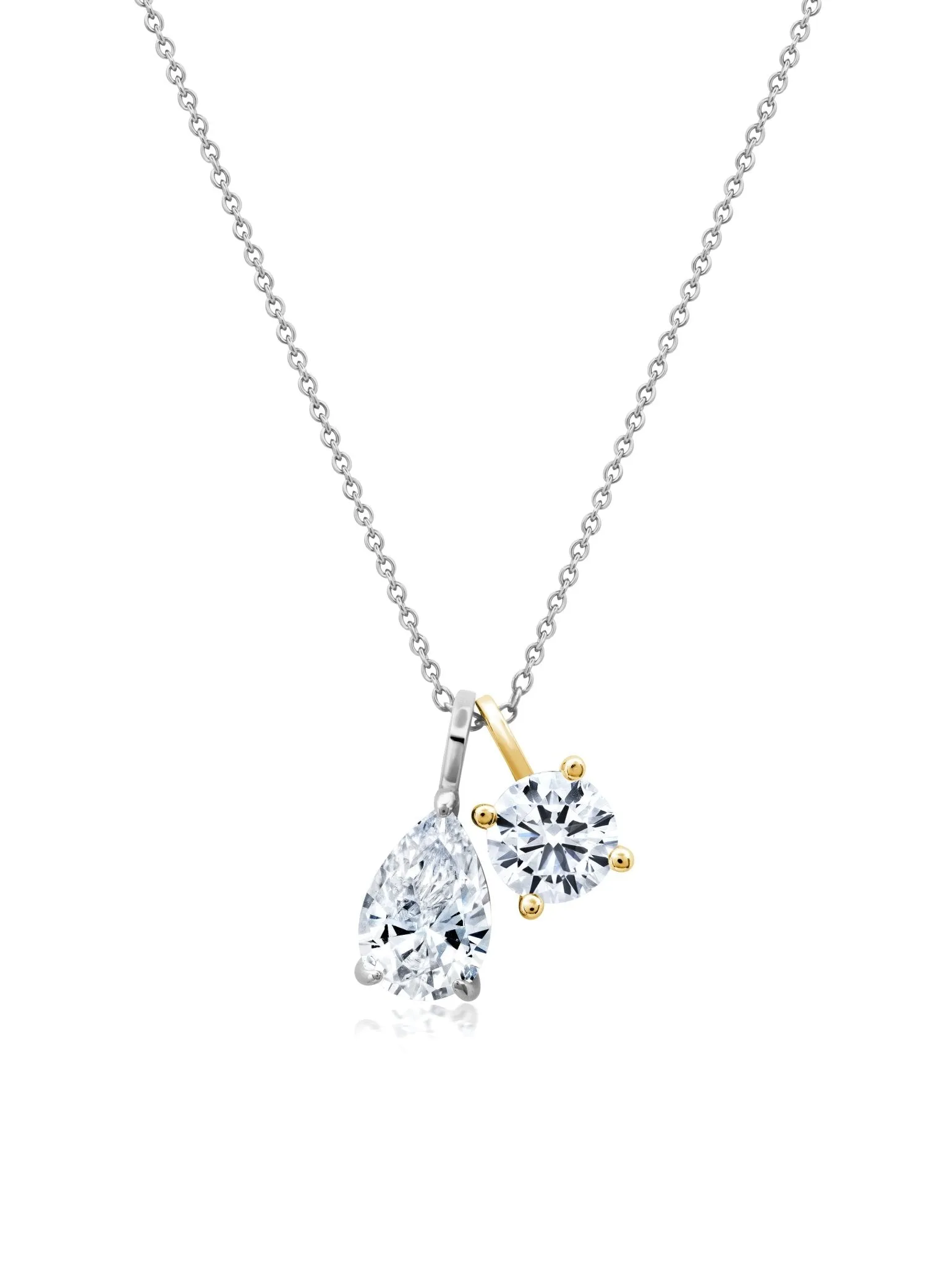 Two Pendant Necklace in Platinum
