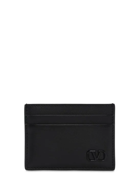 Valentino Garavani   Metal logo &amp; leather card holder 