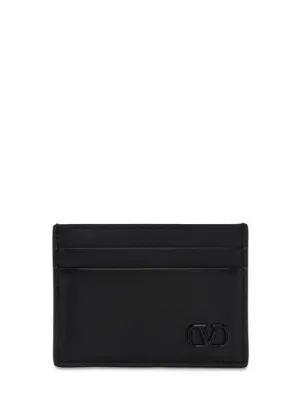 Valentino Garavani   Metal logo &amp; leather card holder 